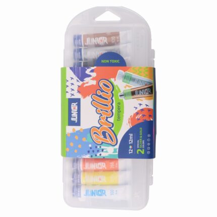 Farby temperové v boxe 12 ml/sada 12 ks (10 ks + zlatá a strieborná)