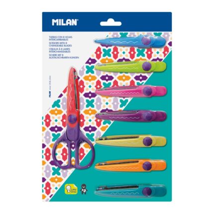 Nožnice dekoračné MILAN s vymeniteľnými čepeľami, sada 8 ks