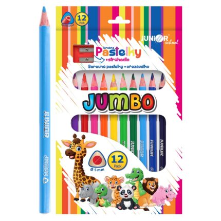 Pastelky trojhranné JUMBO 12 ks + strúhadlo