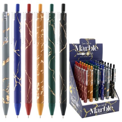Pero guľôčkové JUNIOR Marble, hrot 1,0 mm, Semi-Gel modrá náplň (mix farieb)